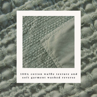 100% Cotton Garment Washed Honeycomb Waffle Quilt and Sham Set