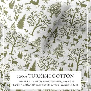 Premium Turkish Cotton Nature Printed Flannel Sheet Set