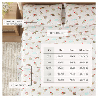 Turkish Cotton Christmas-Theme Flannel Sheet Set
