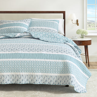 Reversible Striped Quilt Set with Shams