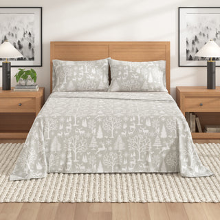 Premium Turkish Cotton Nature Printed Flannel Sheet Set