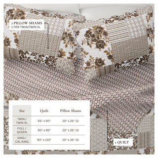 Floral Patchwork Scalloped Quilt Set