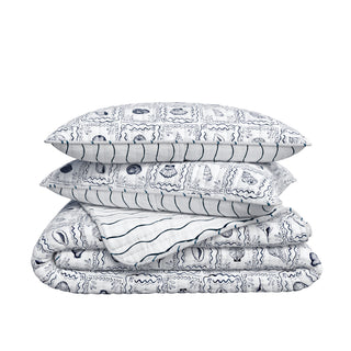 Coastal Seashell Tile Quilt Set with Shams
