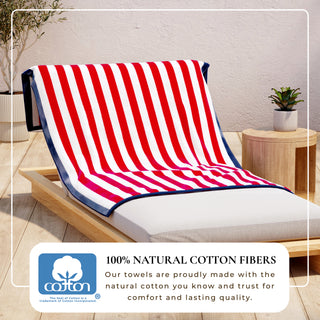 100% Cotton Stripe Border Oversized Beach Towel