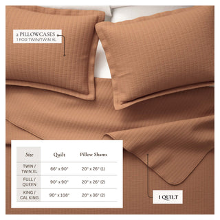 Detailed Channel Stitch Microfiber All-Season Quilt Set With Shams