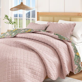 Floral Scalloped Cotton Quilt Set
