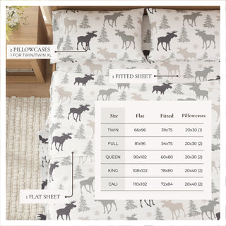 Premium Turkish Cotton Lodge Printed Flannel Sheet Set