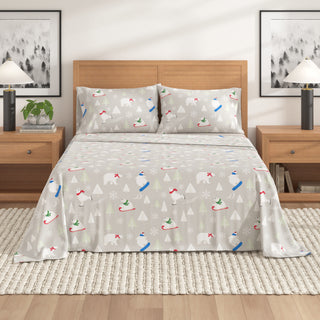 Premium Turkish Cotton Lodge Printed Flannel Sheet Set