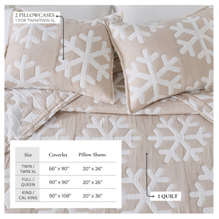 Patchwork Stitched Snowflake Quilt Set