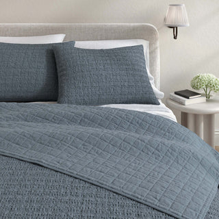 100% Cotton Garment Washed Honeycomb Waffle Quilt and Sham Set