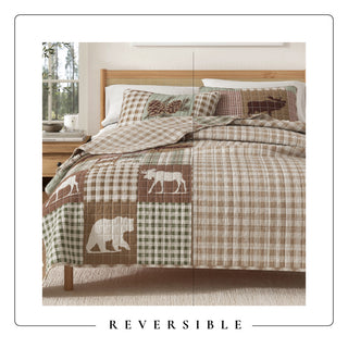 Reversible Lodge Printed Quilt Set with Shams