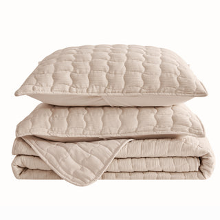 Gauze Wave Quilt Set With Shams