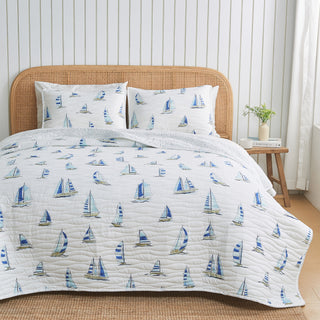 Coastal Blue Sailboat Quilt Set - Marzano Collection