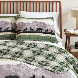 Lodge Plaid Reversible Quilt Set With Shams