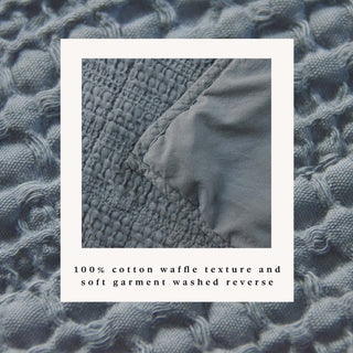 100% Cotton Garment Washed Honeycomb Waffle Quilt and Sham Set