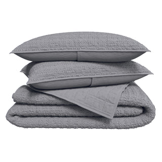 100% Cotton Garment Washed Honeycomb Waffle Quilt and Sham Set