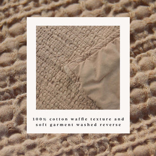 100% Cotton Garment Washed Honeycomb Waffle Quilt and Sham Set