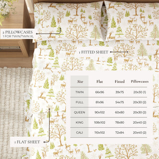 Premium Turkish Cotton Nature Printed Flannel Sheet Set