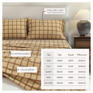 100% Turkish Cotton Plaid Flannel Sheet Sets