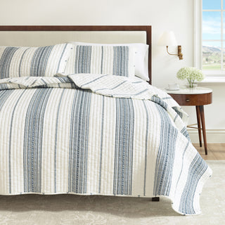 Farmhouse Stripe Quilt Set With Shams