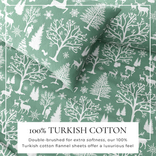 Premium Turkish Cotton Nature Printed Flannel Sheet Set
