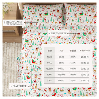 Turkish Cotton Christmas-Theme Flannel Sheet Set