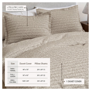 100% Cotton Honeycomb Waffle 3-Piece Duvet Cover Set