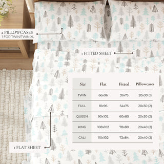 Premium Turkish Cotton Nature Printed Flannel Sheet Set