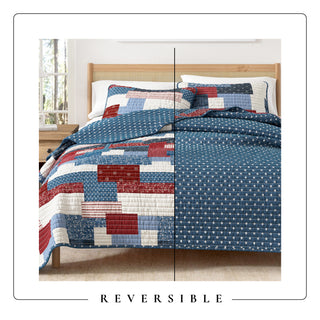 Reversible Patchwork Quilt Set with Shams