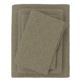 Cotton Blend Heathered Solid Flannel Sheet Set