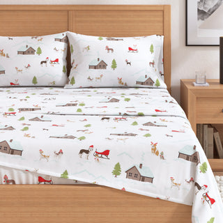 Turkish Cotton Christmas-Theme Flannel Sheet Set