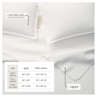 Detailed Channel Stitch Microfiber All-Season Quilt Set With Shams