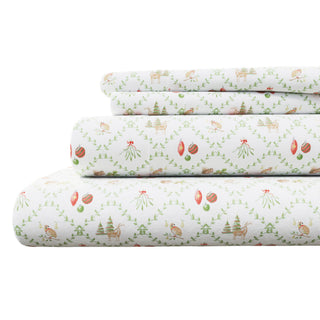 Premium Turkish Cotton Holiday Printed Flannel Sheet Set