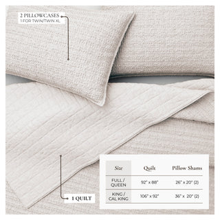 100% Cotton Garment Washed Honeycomb Waffle Quilt and Sham Set