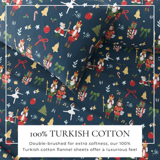 Turkish Cotton Christmas-Theme Flannel Sheet Set