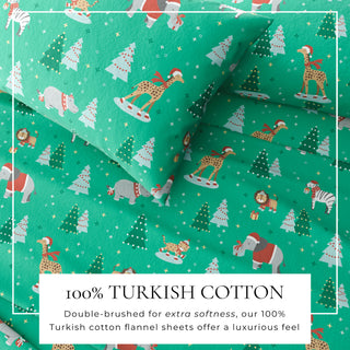 Turkish Cotton Christmas-Theme Flannel Sheet Set