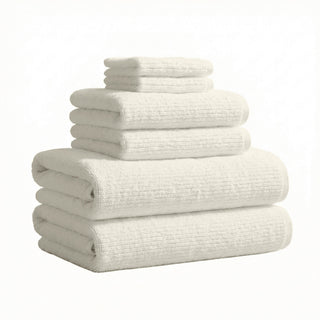 Turkish Cotton Ribbed 6-Piece Bath Towel Set