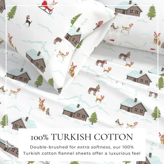 Turkish Cotton Christmas-Theme Flannel Sheet Set
