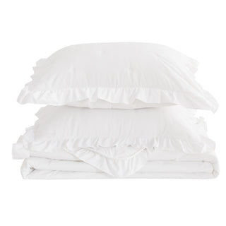 Dot Stitched Ruffled Quilt Set With Shams