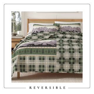 Lodge Plaid Reversible Quilt Set With Shams