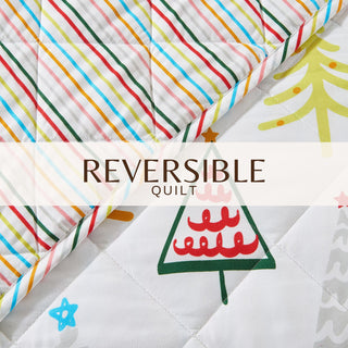 Cheerful Colorful Christmas Quilt Set