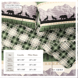 Lodge Plaid Reversible Quilt Set With Shams