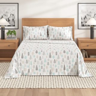 Premium Turkish Cotton Nature Printed Flannel Sheet Set