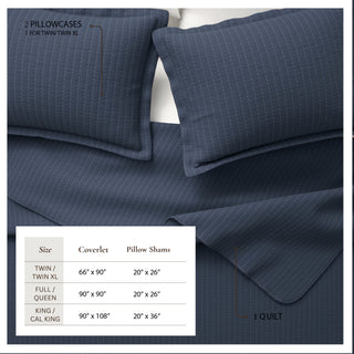 Detailed Channel Stitch Microfiber All-Season Quilt Set With Shams