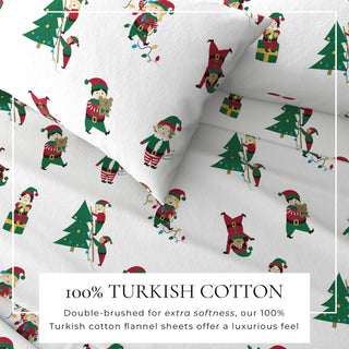 Turkish Cotton Christmas-Theme Flannel Sheet Set