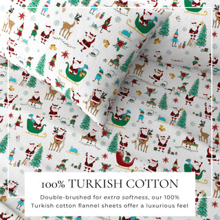 Turkish Cotton Christmas-Theme Flannel Sheet Set